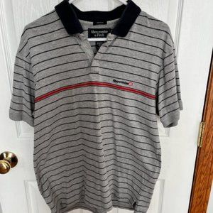 Abercrombie & Fitch Gray and Navy Striped Polo Shirt XLarge